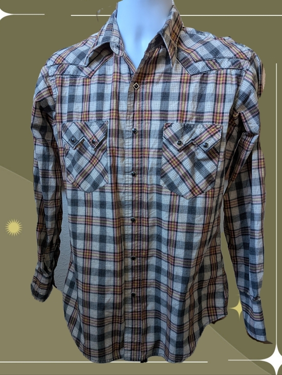 Wrangler Other - ✨ Vintage Wrangler Plaid Pearl Snap Button Down Shirt Size M
